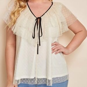 Frilly Polka Dot Lace Blouse